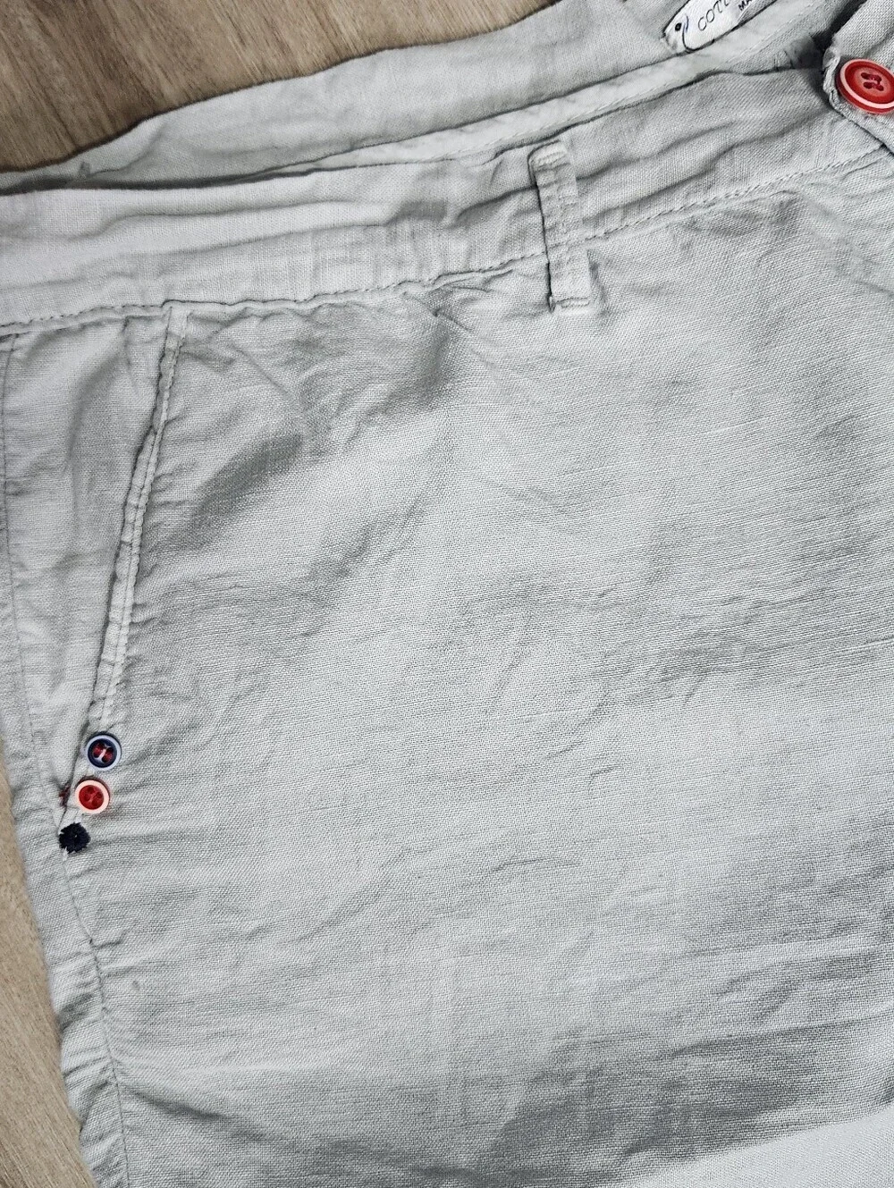 100% Linen Made In Italy Mens Grey Shorts